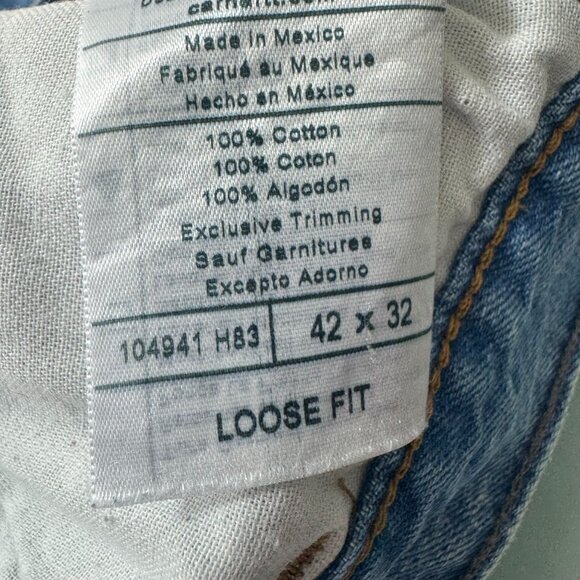 Carhartt Carpenter Jeans Men's 42X32 Loose Fit Straight Leg Denim Dungaree Y2K - Picture 5 of 12